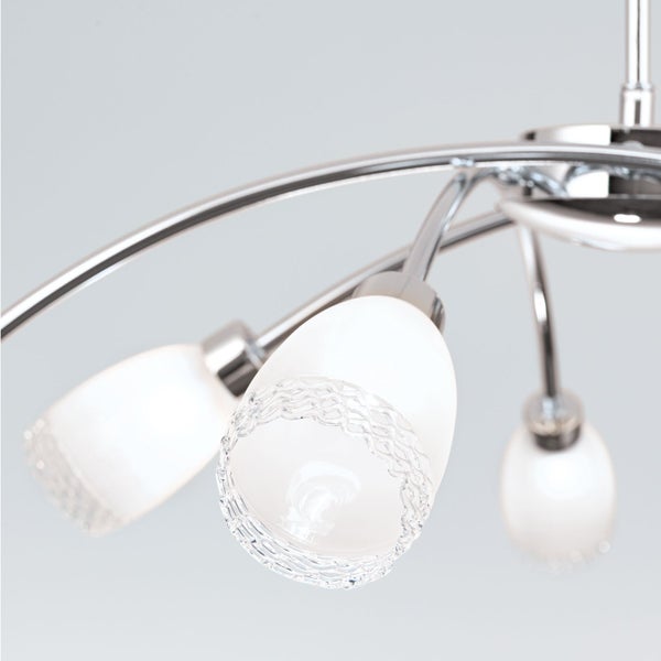 Hängelampe 8-flammig chrom Glas