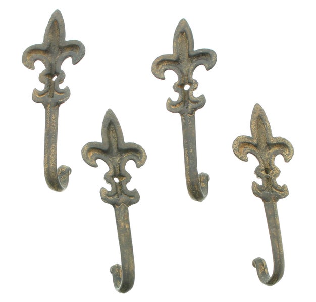 FRANK FLECHTWAREN | Dekohaken Antik, 4er Set, METALL, 6 x 4 x 16 cm