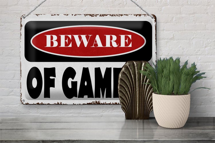 Blechschild Spruch 30x20cm beware of gamers