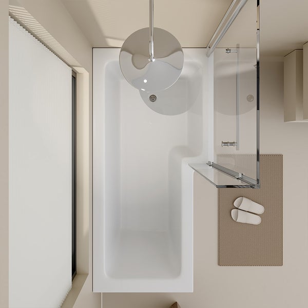 Home Deluxe - Badewanne mit Duschwanne - ELARA Links- inkl. komplettem Zubehör und Duschabtrennung I Duschwanne, Badewanne mit Dusche