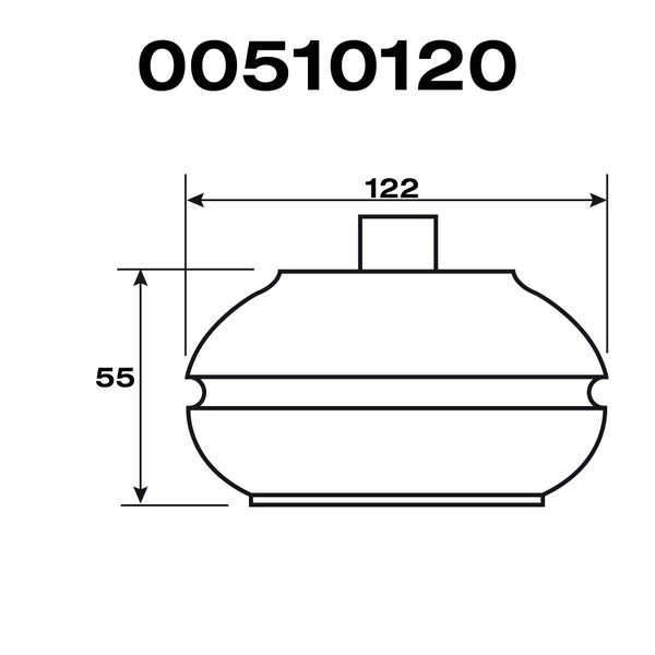 Technische Zeichnung eines Lampenschirms mit den Maßen 122 und 55