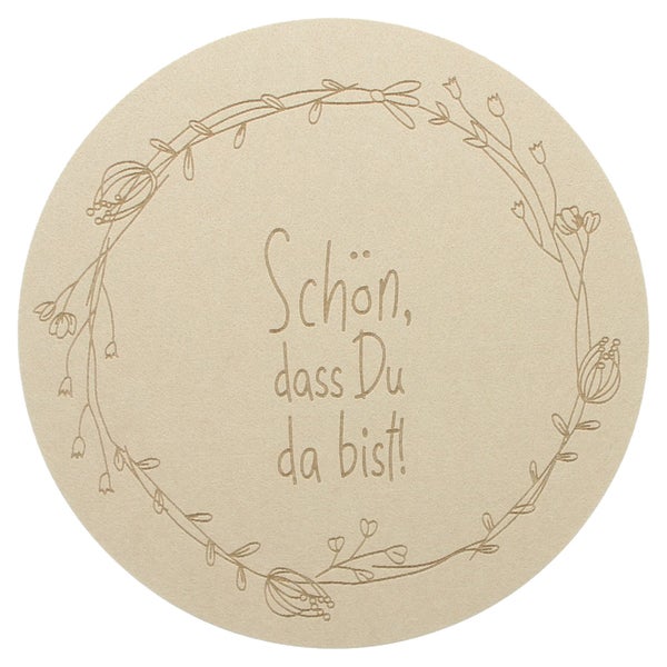 FRANK FLECHTWAREN | Platzmatte Schön, dass Du da bist, 2er Set, POLYESTER, Ø 38 cm