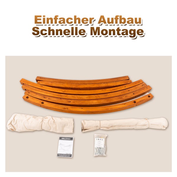 Einzelteile für Hängemattengestell aus Holz mit Montageanleitung