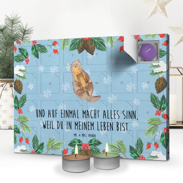 Mr. & Mrs. Panda Duftkerzen Adventskalender Otter Kind - Blau Pastell