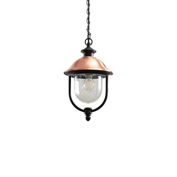 Lindby Außenleuchte (Laterne) Clint (spritzwassergeschützt (Retro, Vintage Antik) in Kupfer aus Aluminium (1 flammig E27) - Pendelleuchte außen