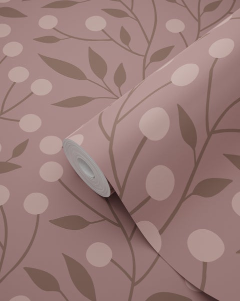 Rolle Tapete mit floralem Muster aus Blättern und Beeren