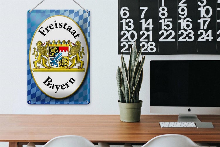 Blechschild Spruch 20x30cm Freistaat Bayern Wappen