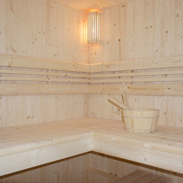Home Deluxe - Traditionelle Sauna - Shadow XL BIG - 200 x 200 x 190 cm - für 6 Personen - Fichtenholz, inkl. Saunaofen I Dampfsauna Aufgusssauna