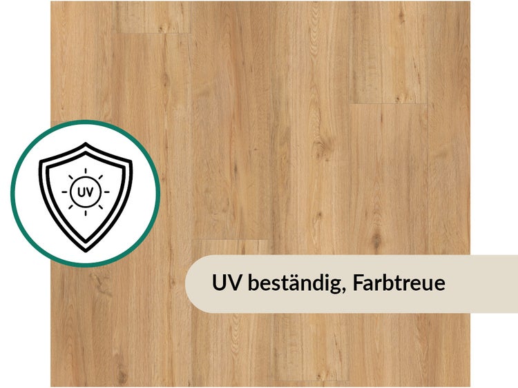 Ultraviolettbeständiger Bodenbelag mit hoher Farbtreue.