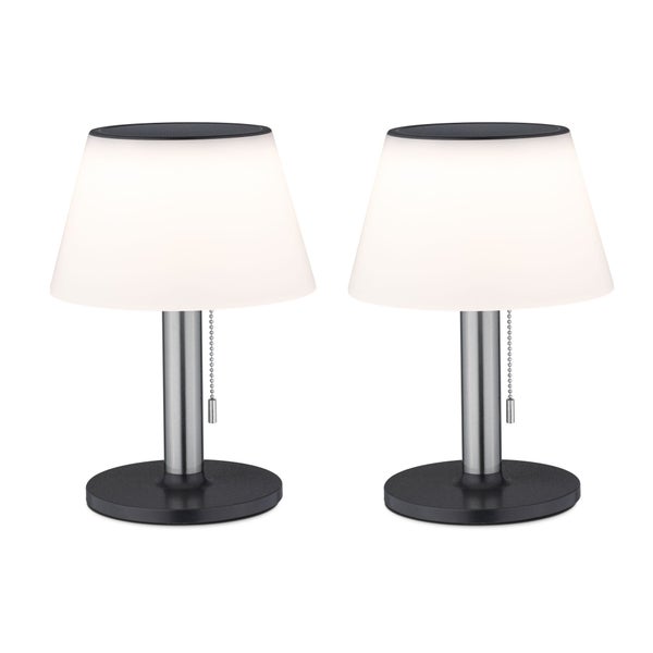 Set Solar LED Tischleuchte Lillesol 2er-Set IP44 3000K 2x45lm Edelstahl