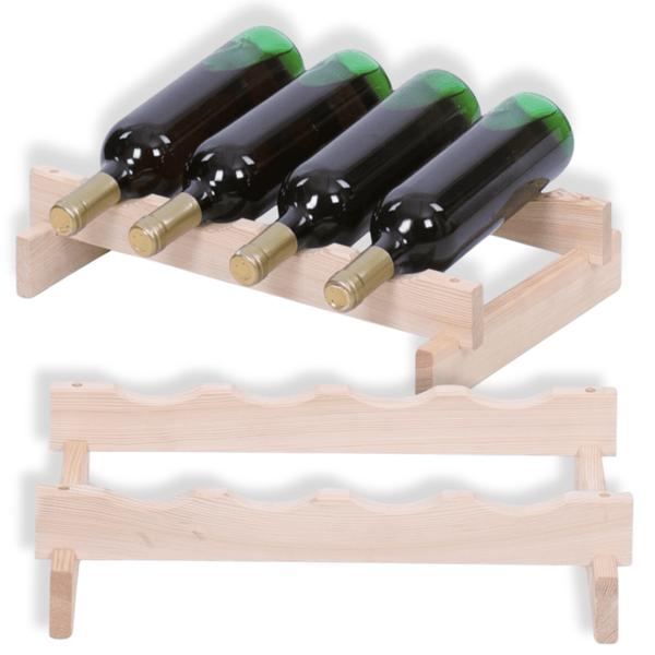 Weinregal VINOTECA FLEX PRO HxBxT 9x46x28cm 4 Flaschen auf 1 Ebene Massives Kiefernholz Grau