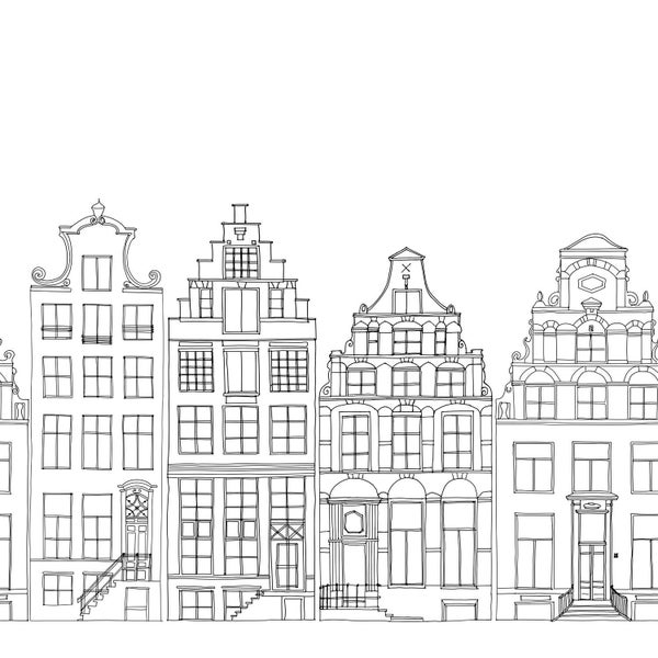 Illustration von Reihenhäusern im holländischen Stil