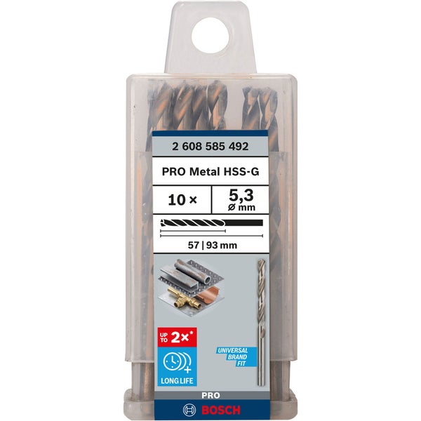 Bohrer Set mit 10 Metallbohrern mit 5,3 Millimeter Durchmesser aus Hochleistungs-Schnellarbeitsstahl im Set