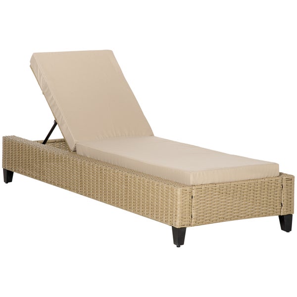 Outsunny Sonnenliege, 72B x 198T x 30H cm, Stahl, PE Rattan, Polyester, mehrfarbig