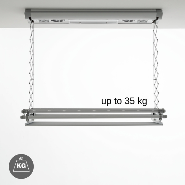 Wäscheständer zur Deckenmontage mit einer Traglast bis zu 35 Kilogramm.