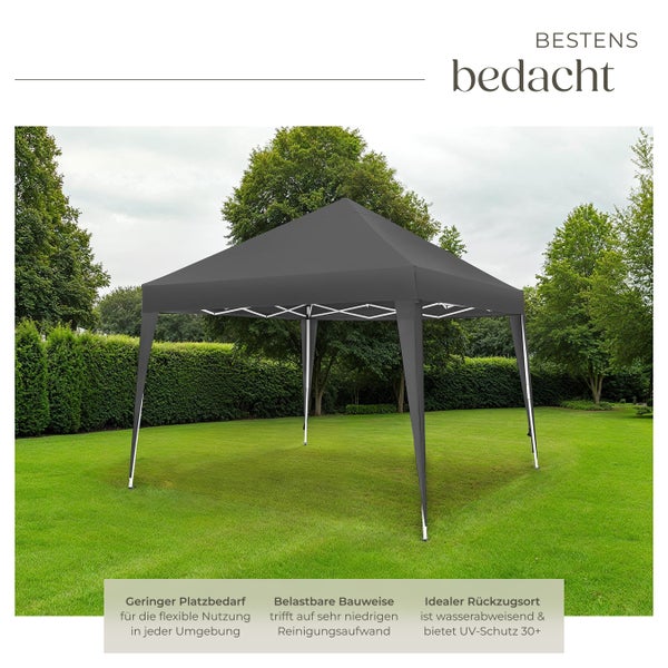 Pavillon tectake Linosa inklusive Spannseile, Heringe und Tragetasche 3 x 3 m grau