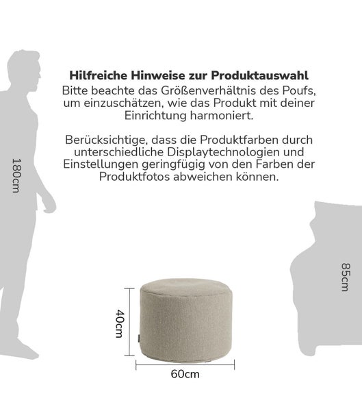 mokebo Pouf, Hocker o. Sitzhocker 'Der Ruhepouf', nachhaltiger Sitzpouf aus Recyclingstoff in Beige