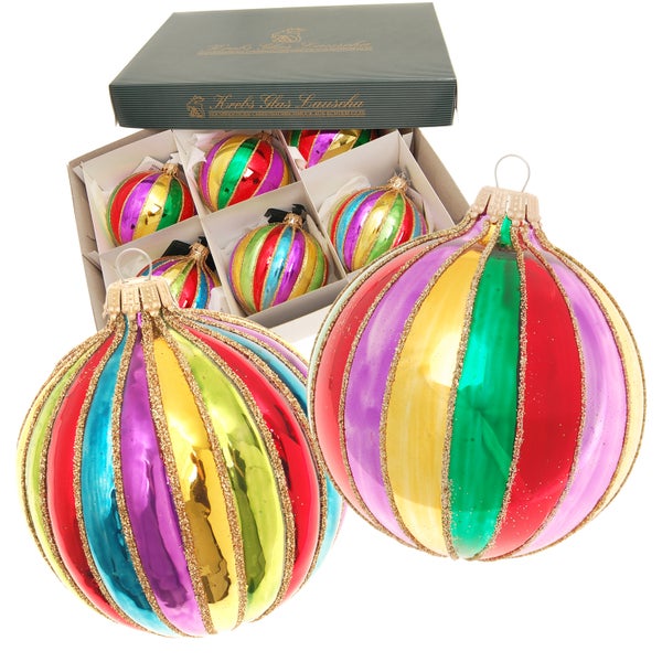 Bright & Colorful Xmas, 6-teilig, regenbogenfarbig, 8cm, 6 Stck., Weihnachtsbaumkugeln, Christbaumschmuck, Weihnachtsbaumanhänger
