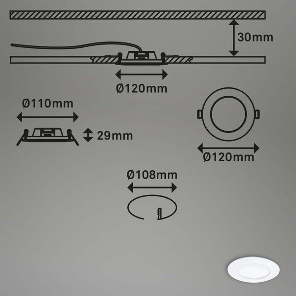 LED Einbauleuchte, Ø 12 cm, 7 W, Weiß, Briloner Leuchten
