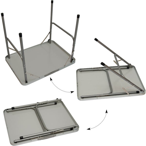 Campingtisch aus Aluminium | Klapptisch 70x50x60 cm | Stahlrahmen | Widerstandsfähiger MDF-Tischplatte | praktisches Kofferformat