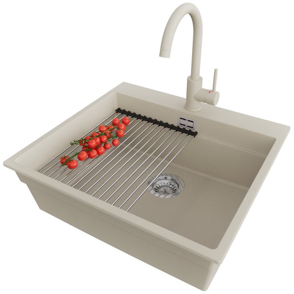 Spültisch mit Abtropfgitter und Armatur