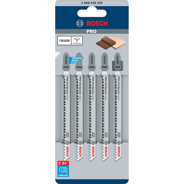 Bosch PRO Hardwood clean T301CDF Stichsägeblatt 117 mm 5-tlg. - 2608636229