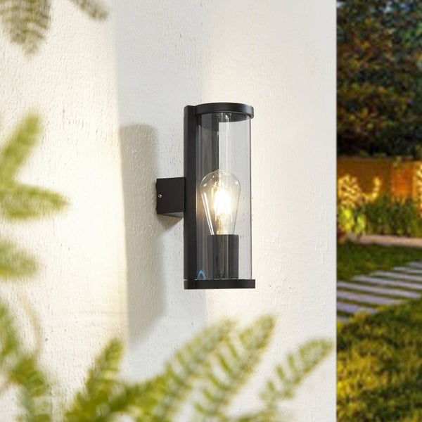 Lucande Wandleuchte außen Zanta (Modern) in Schwarz aus Aluminium (1 flammig, E27) - Außenwandleuchten Wandlampe Led Außenlampe Outdoor für Außenwand/Hauswand Haus Terrasse & Balkon