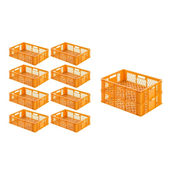 PROREGAL SparSet 10 x Eurobehälter Bäcker- und Konditorenkasten HxBxT 17,1 x 40 x 60 33 Liter Gelb-Orange Brötchenkiste Sstapelbare Bäckerkiste
