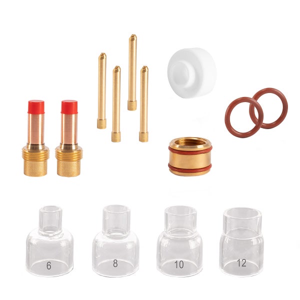 STAHLWERK Glas Gaslinsen Set 14tlg WIG Schweißzubehör für WP SR 17 18 26