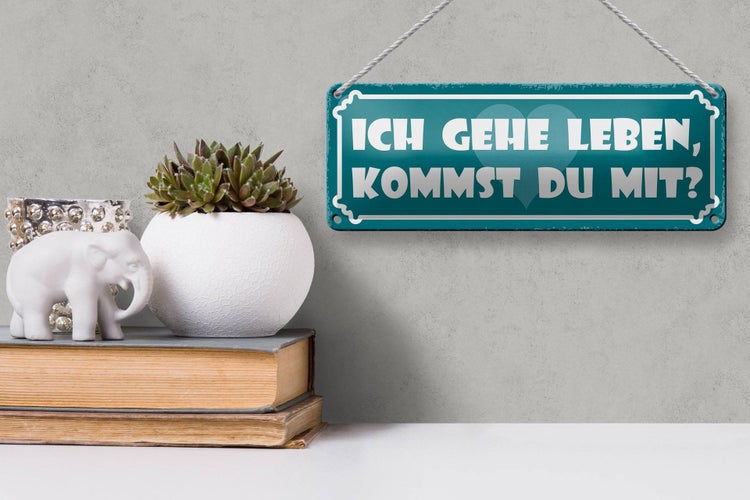 Blechschild Spruch 27x10cm ich gehe leben kommst du mit Dekoration