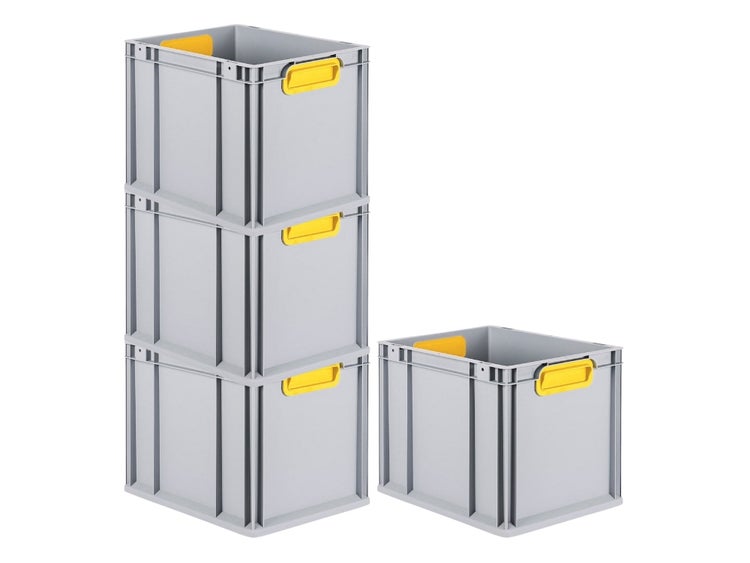 PROREGAL Spar Set 4x Eurobox Nextgen Color HxBxT 32 x 30 x 40 cm 30 Liter Griffe Gelb Geschlossen Glatter Boden Eurobehälter Transportbox