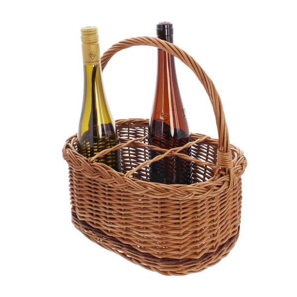 FRANK FLECHTWAREN | Flaschenkorb Rustico, für 6 Flaschen, WEIDE, 33 x 23 x 16 cm, GH 34 cm, ohne Inhalt
