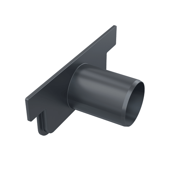 Rinnenendstück mit Stutzen aus Kunststoff für Dachrinnen in Anthrazit.