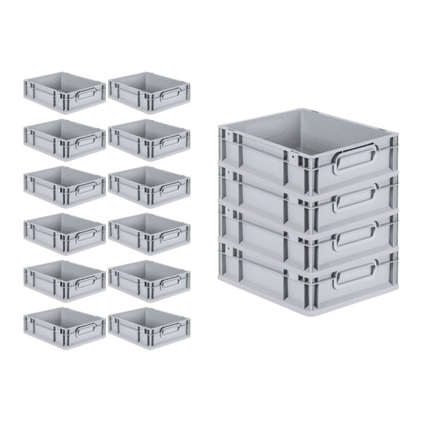 PROREGAL SuperSparSet 16x Eurobox NextGen Grip mit Scharnierdeckel und Gelben Schiebeschnappverschlüssen HxBxT 12 x 30 x 40 cm 11 Liter