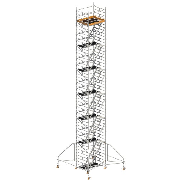 Hohes Fahrgerüst mit Leiteraufstieg