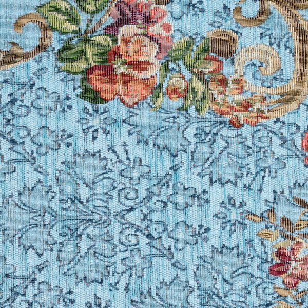 Gewebter Bordürenteppich im floralen Design Flomi Türkis 80x150 cm