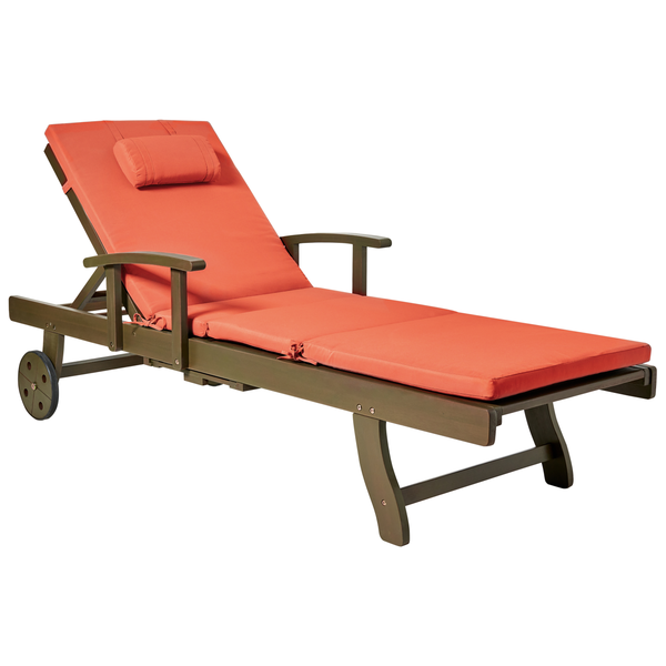 Sonnenliege mit Kissen AMANTEA PREMIUM Akazienholz Rot