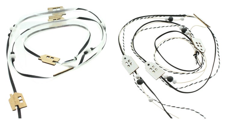 FRANK FLECHTWAREN | Geschenkband Häuschen, 2er Set, ORGANZA, HOLZ, KUNSTLEDER, SISAL, Länge 3 Meter
