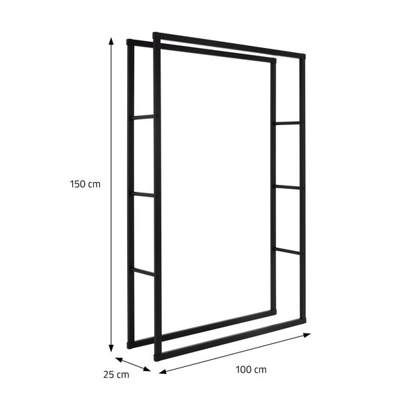 ML-Design Kaminholzregal 100x150x25cm rechteckig, Schwarz, Metall, Innen/Außen, Brennholzregal Holzaufbewahrung aus beschichtetem Stahl, Kaminholzständer Kaminholzhalter Feuerholzregal für Kamin/Ofen