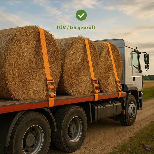 Ladungssicherung mit TÜV belegten Gurtbändern