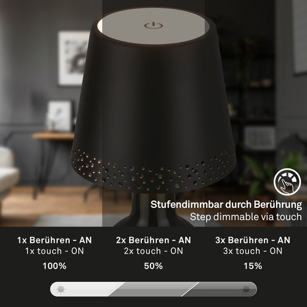 LED Akku-Flaschenlicht, schwarz, 1xLED-Modul/2,6W
