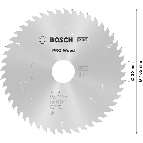 Bosch PRO Wood cordless Blatt für Kreissägen 165 x 1,5 x 30 mm - 2608837689