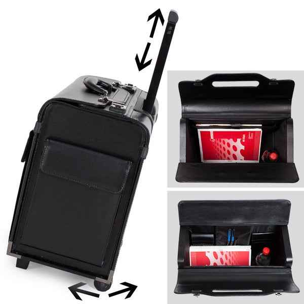 Pilotenkoffer tectake  aus Kunstleder mit abgerundeten Metallecken 46 x 24 x 43 - 100 cm