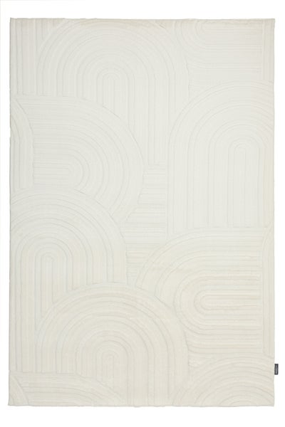 Rechteckiger Teppich mit geometrischem Bogenmuster in Reliefoptik für den Wohnbereich