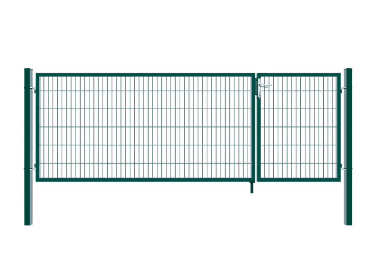 Home Deluxe - Doppelflügel Gartentor ADITUS - Grün, 180 x 350 cm - inkl. Griff, Schloss, Schlüsseln und Bodenverriegelung I Gartenpforte Einfahrtstor Hoftür