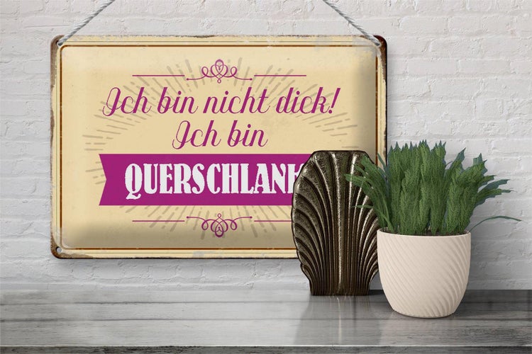 Blechschild Spruch 30x20cm bin nicht dick ich querschlank