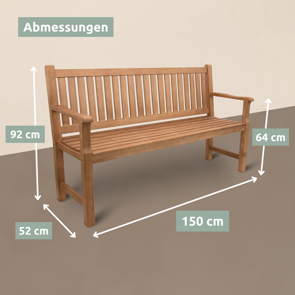 holz4home Gartenbank aus Holz mit Schutzabdeckung und Gartenhandschuhen150cm