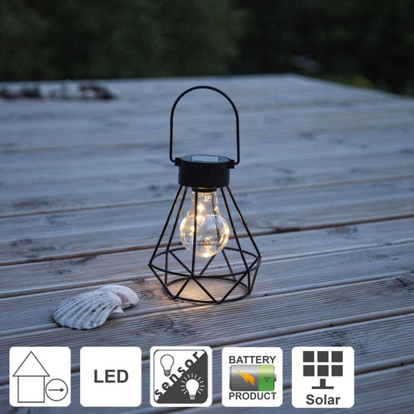 Dekorative LED-Solarleuchte mit Tragegriff und Sensor