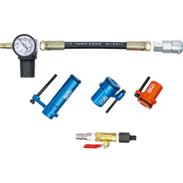 BGS technic Bremsenentlüftungsgerät mit Manometer, Entlüfterflasche und Zubehör