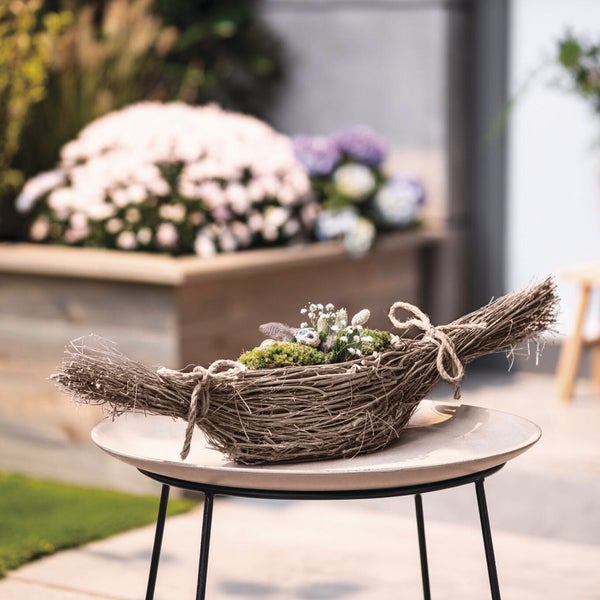 FRANK FLECHTWAREN|Pflanzer Schiffchen, 80 x 15 x 11 cm, ULME, HOLZ